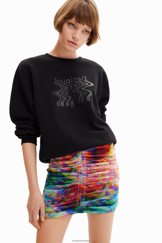 ropa 4802L324 mujer Desigual minifalda floral de tul fruncida - Desigual sales online