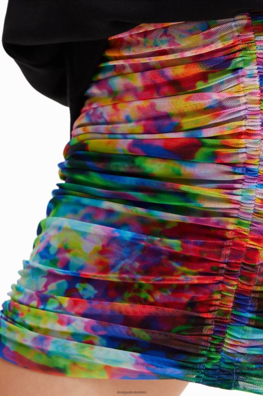 ropa 4802L324 mujer Desigual minifalda floral de tul fruncida - Desigual sales online