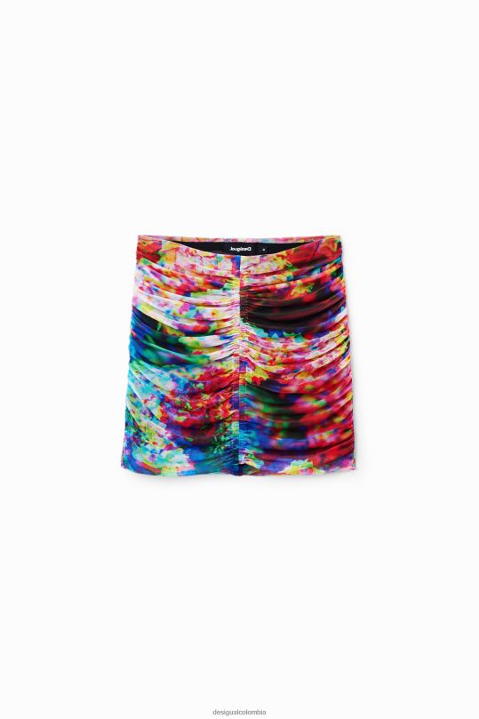 ropa 4802L324 mujer Desigual minifalda floral de tul fruncida - Desigual sales online