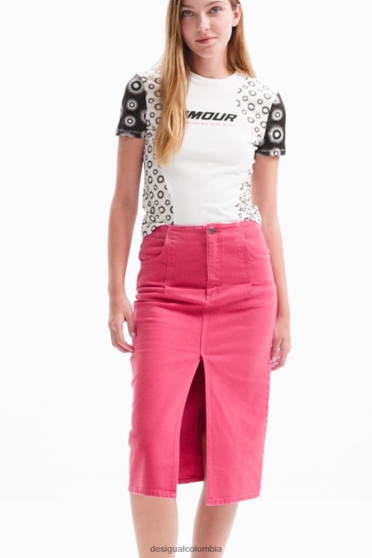 ropa 4802L32 mujer Desigual falda de mezclilla con abertura - Desigual Colombia rebajas
