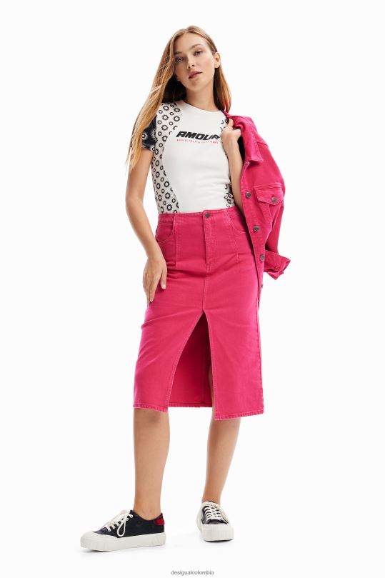ropa 4802L32 mujer Desigual falda de mezclilla con abertura - Desigual Colombia rebajas