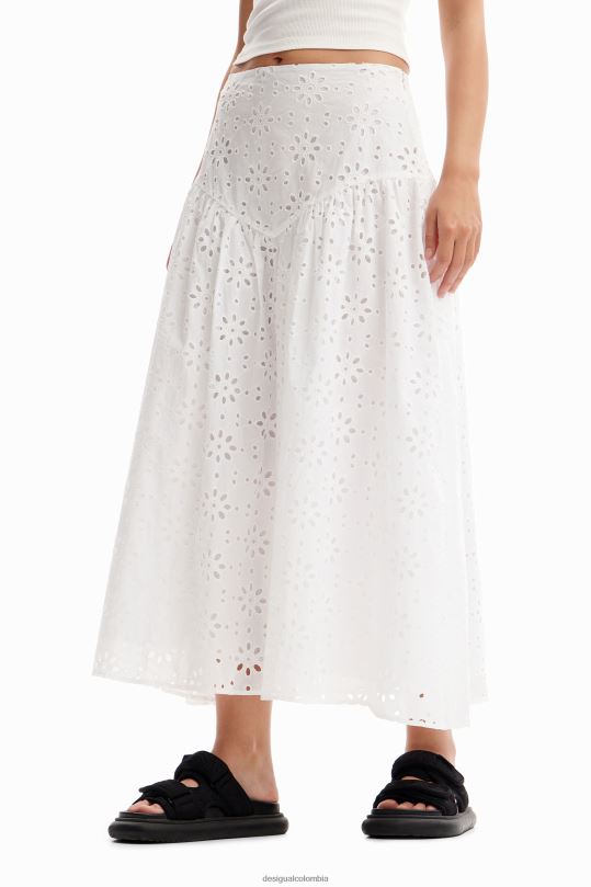 ropa 4802L336 mujer Desigual falda midi con bordado suizo - Desigual Colombia Medellín