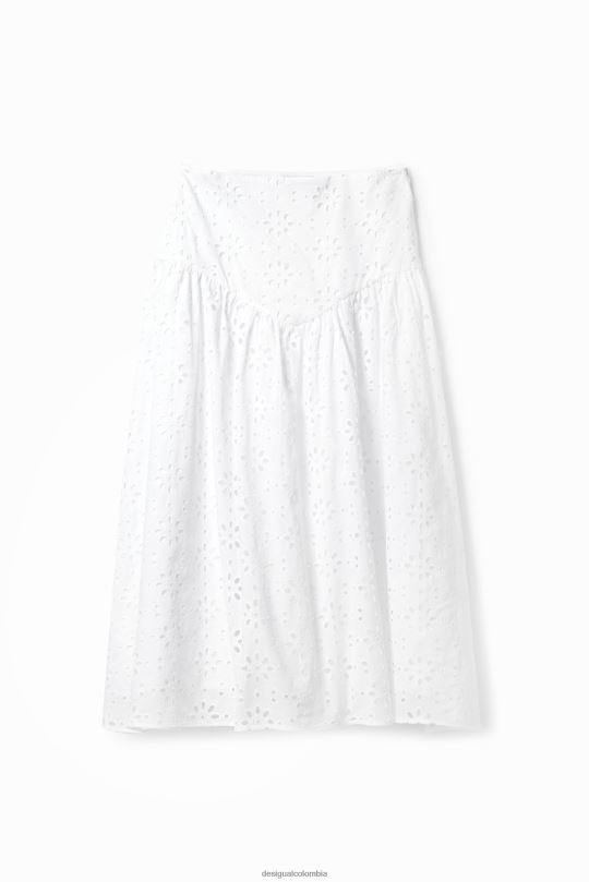 ropa 4802L336 mujer Desigual falda midi con bordado suizo - Desigual Colombia Medellín