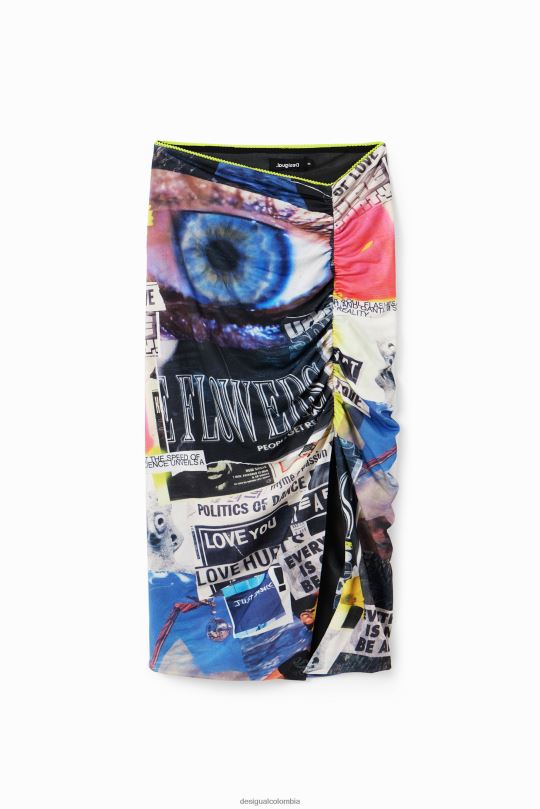 Desigual Colombia - ropa 4802L367 mujer Desigual falda midi entallada con collage fruncido