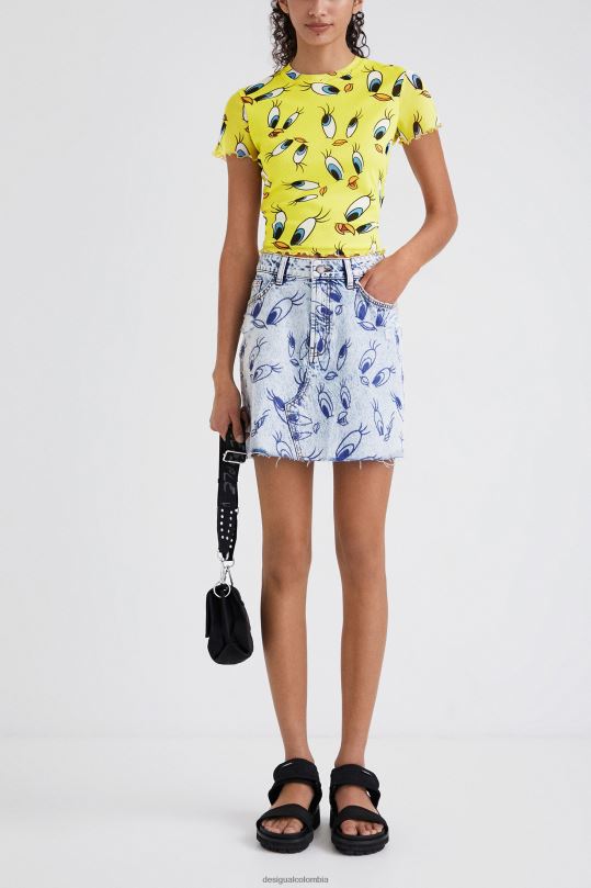 ropa 4802L468 mujer Desigual minifalda vaquera tweety - Desigual sale damen