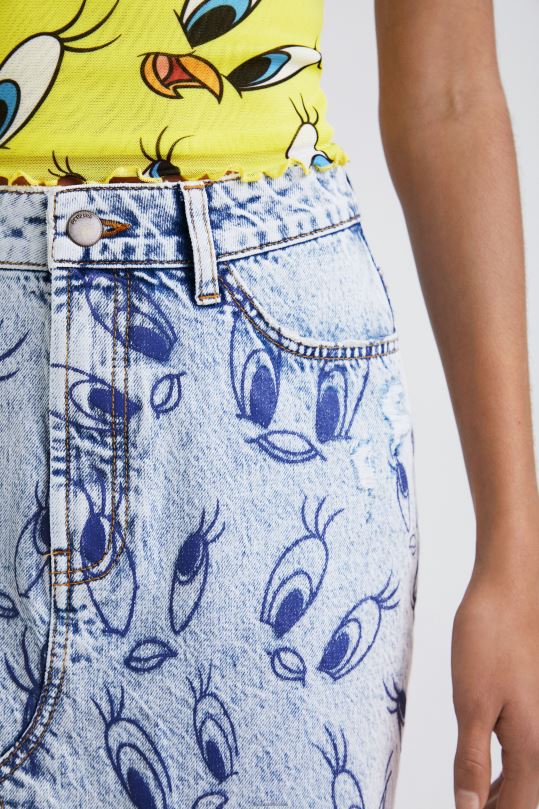 ropa 4802L468 mujer Desigual minifalda vaquera tweety - Desigual sale damen