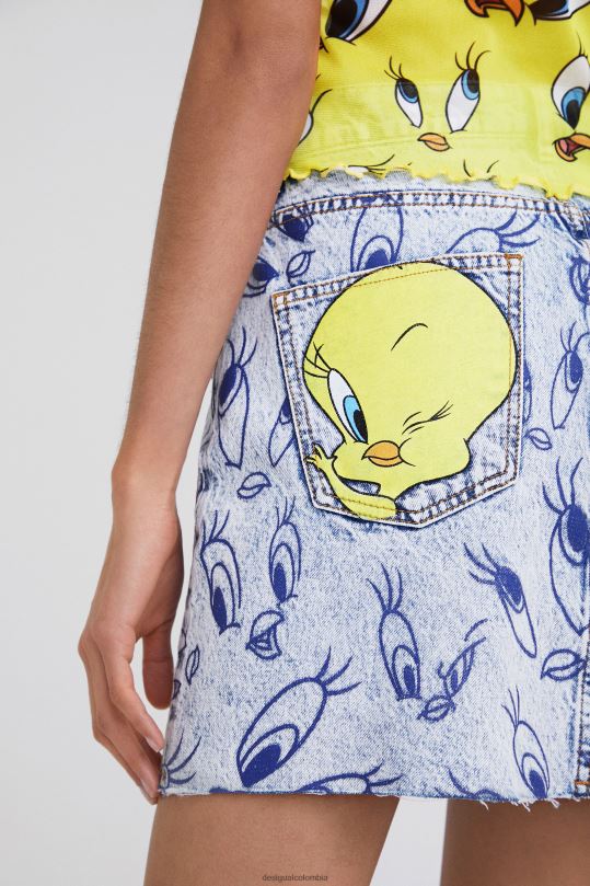 ropa 4802L468 mujer Desigual minifalda vaquera tweety - Desigual sale damen