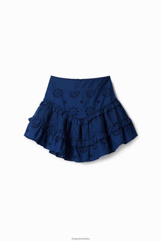 ropa 4802L473 mujer Desigual minifalda con volantes y bordado suizo - Desigual sales online