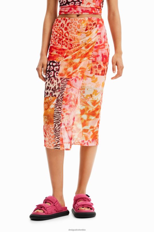 ropa 4802L479 mujer Desigual falda midi de tul y patchwork - Desigual Colombia Medellín