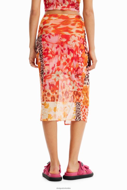 ropa 4802L479 mujer Desigual falda midi de tul y patchwork - Desigual Colombia Medellín