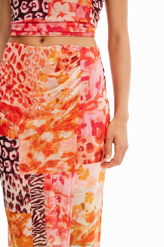 ropa 4802L479 mujer Desigual falda midi de tul y patchwork - Desigual Colombia Medellín
