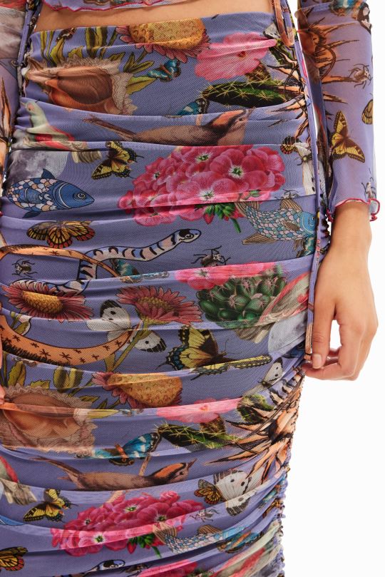 ropa 4802L485 mujer Desigual falda midi ajustada de tul - Desigual shop