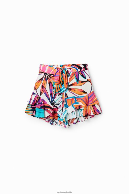 Desigual Colombia pagina oficial - ropa 4802L502 mujer Desigual pantalones cortos con volantes tropicales