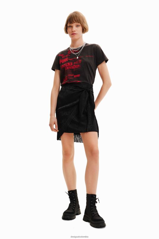 Desigual Colombia - ropa 4802L545 mujer Desigual minifalda cruzada con flecos