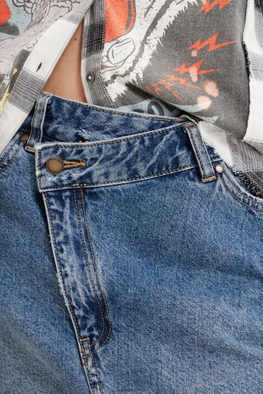 ropa 4802L600 mujer Desigual minifalda de mezclilla con cintura cruzada - Desigual Colombia rebajas