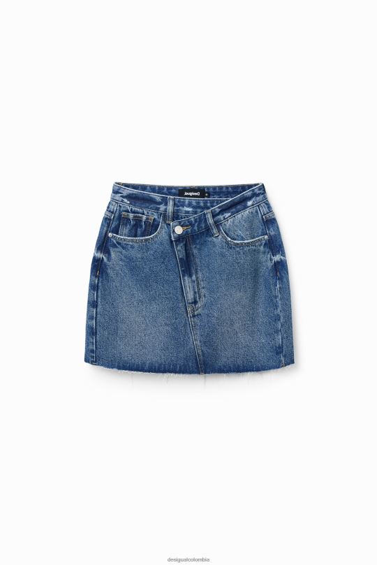ropa 4802L600 mujer Desigual minifalda de mezclilla con cintura cruzada - Desigual Colombia rebajas