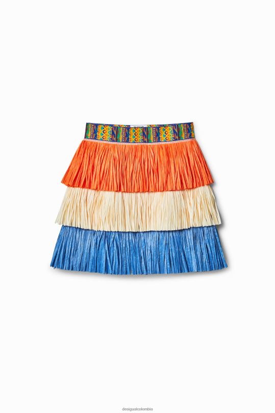 ropa 4802L613 mujer Desigual stella jean minifalda con flecos - Desigual sale damen