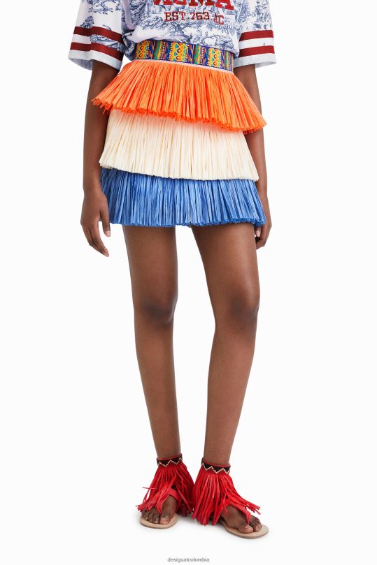 ropa 4802L613 mujer Desigual stella jean minifalda con flecos - Desigual sale damen