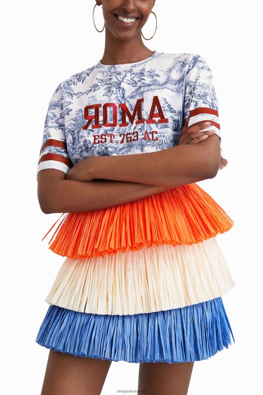 ropa 4802L613 mujer Desigual stella jean minifalda con flecos - Desigual sale damen