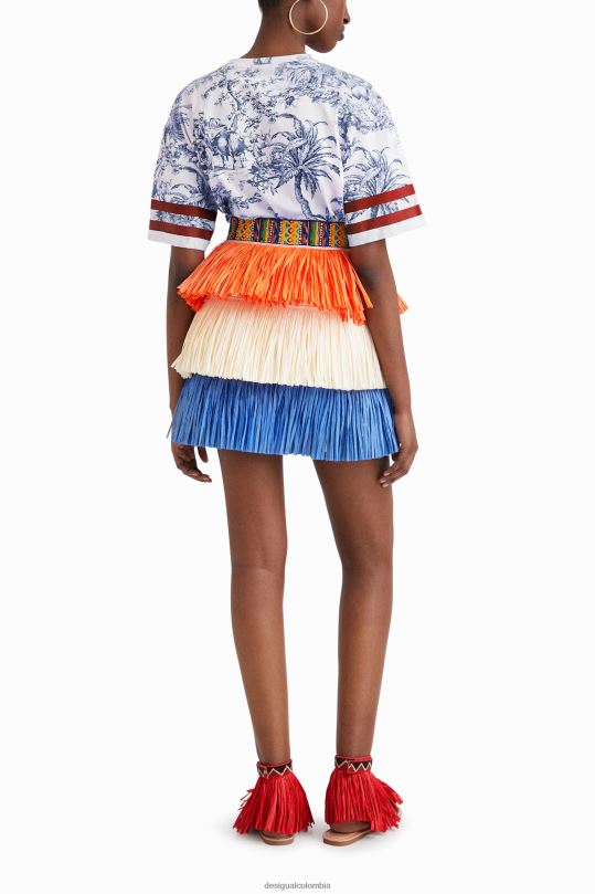 ropa 4802L613 mujer Desigual stella jean minifalda con flecos - Desigual sale damen
