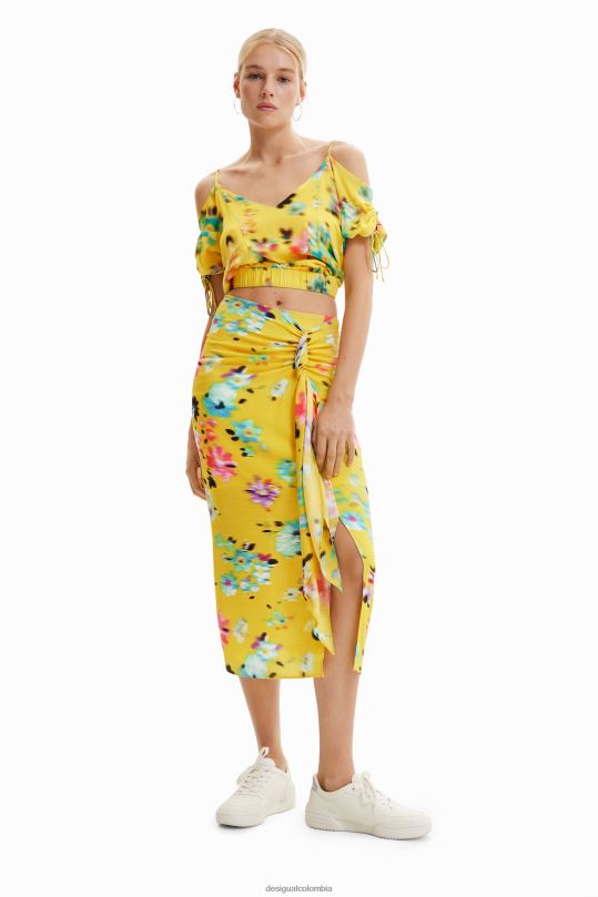 Desigual zapatos Colombia - ropa 4802L725 mujer Desigual falda midi con abertura tipo pañuelo