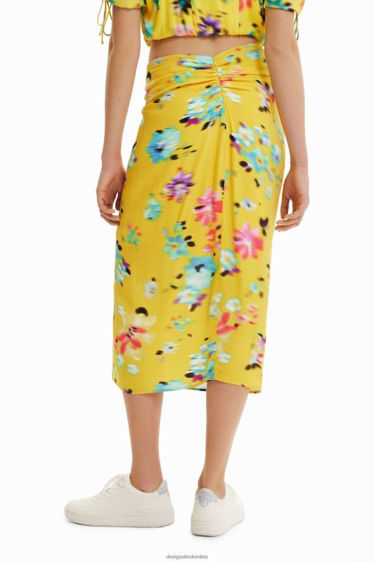 Desigual zapatos Colombia - ropa 4802L725 mujer Desigual falda midi con abertura tipo pañuelo