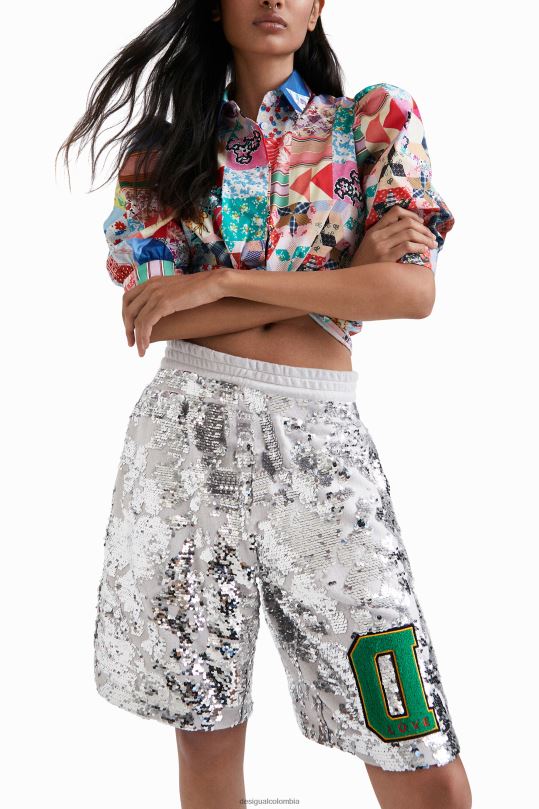 ropa 4802L734 mujer Desigual pantalones cortos con lentejuelas de johnson hartig - Desigual Colombia rebajas