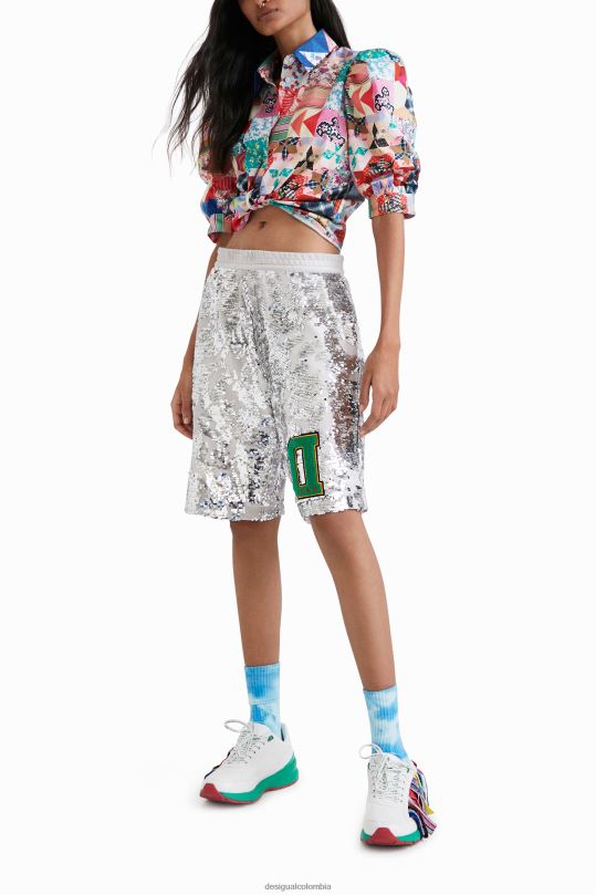 ropa 4802L734 mujer Desigual pantalones cortos con lentejuelas de johnson hartig - Desigual Colombia rebajas