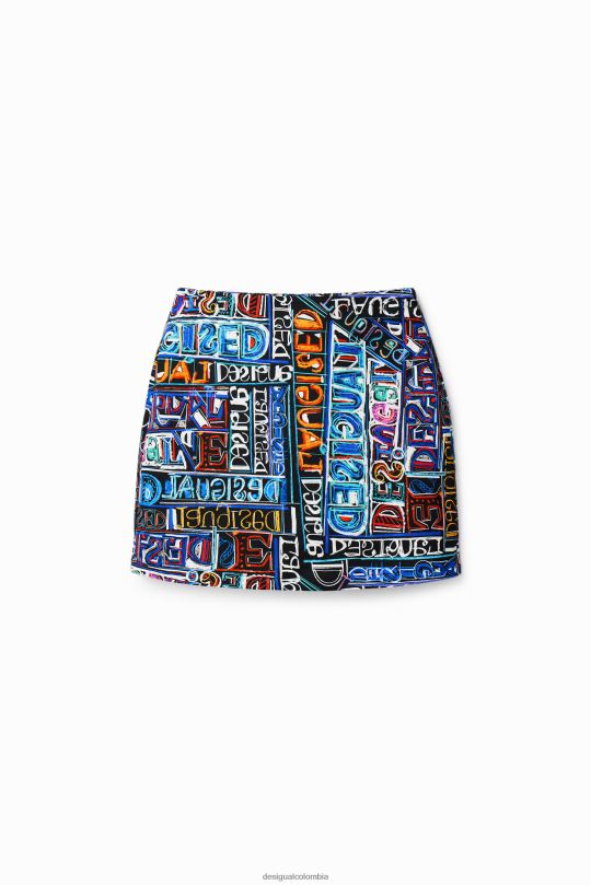 ropa 4802L739 mujer Desigual minifalda ajustada con logo artístico - Desigual sale damen