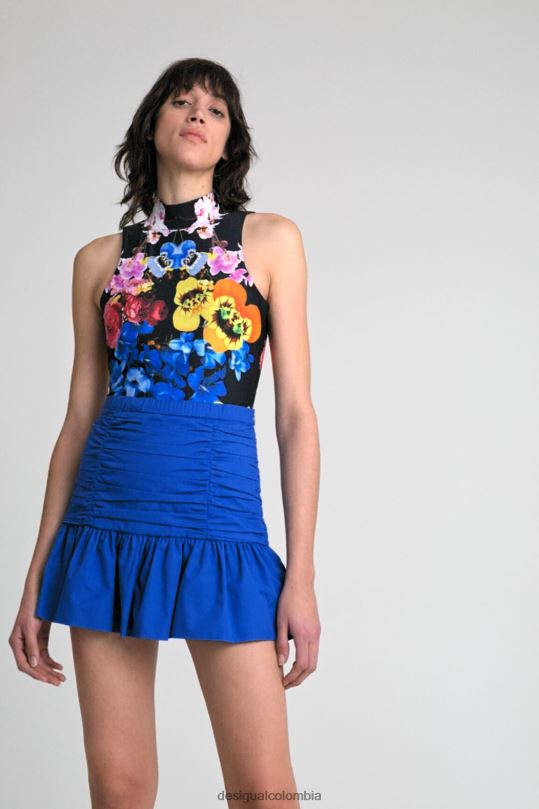 ropa 4802L754 mujer Desigual minifalda drapeada con volantes - Desigual sales online
