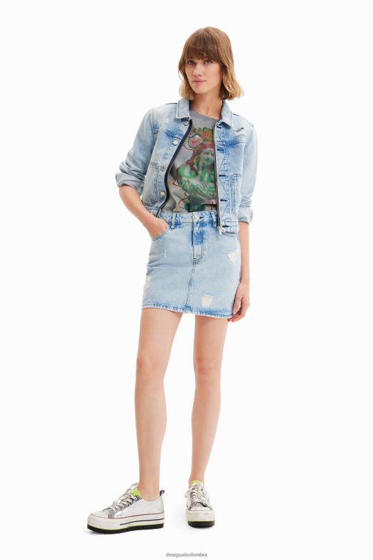 ropa 4802L758 mujer Desigual minifalda vaquera con ojos - Desigual Colombia Medellín