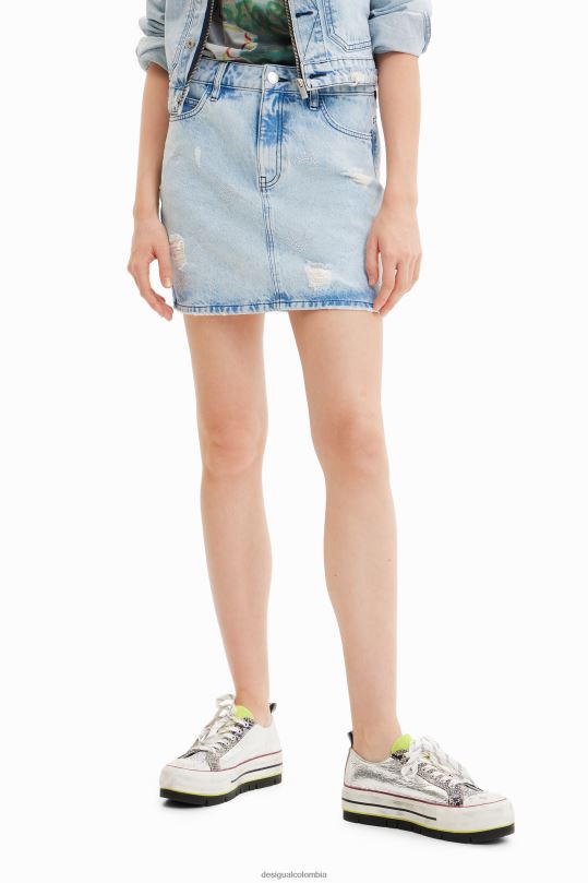 ropa 4802L758 mujer Desigual minifalda vaquera con ojos - Desigual Colombia Medellín