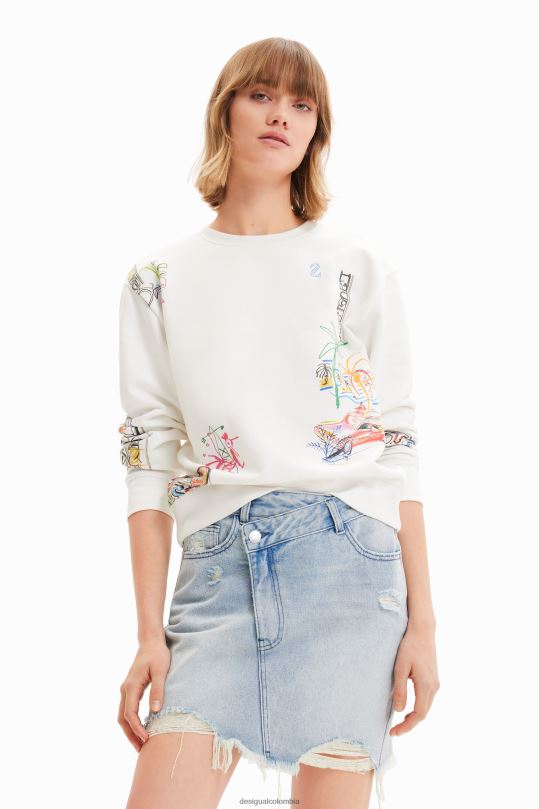 ropa 4802L759 mujer Desigual minifalda de mezclilla con cintura cruzada - Desigual shop