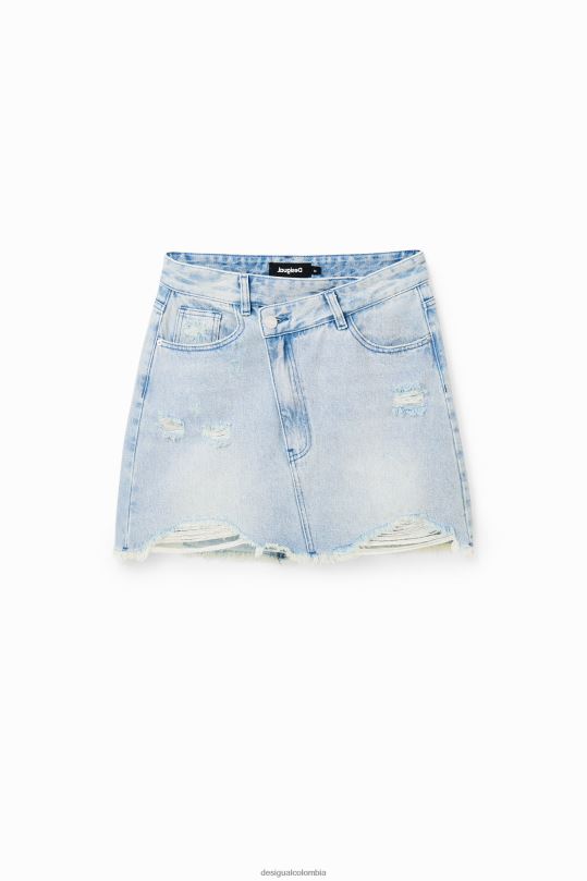 ropa 4802L759 mujer Desigual minifalda de mezclilla con cintura cruzada - Desigual shop
