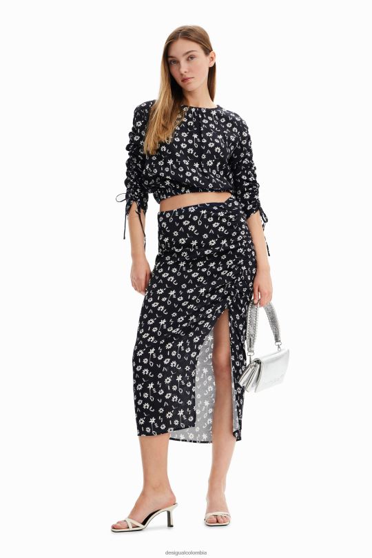 Desigual Colombia pagina oficial - ropa 4802L760 mujer Desigual falda midi con abertura floral