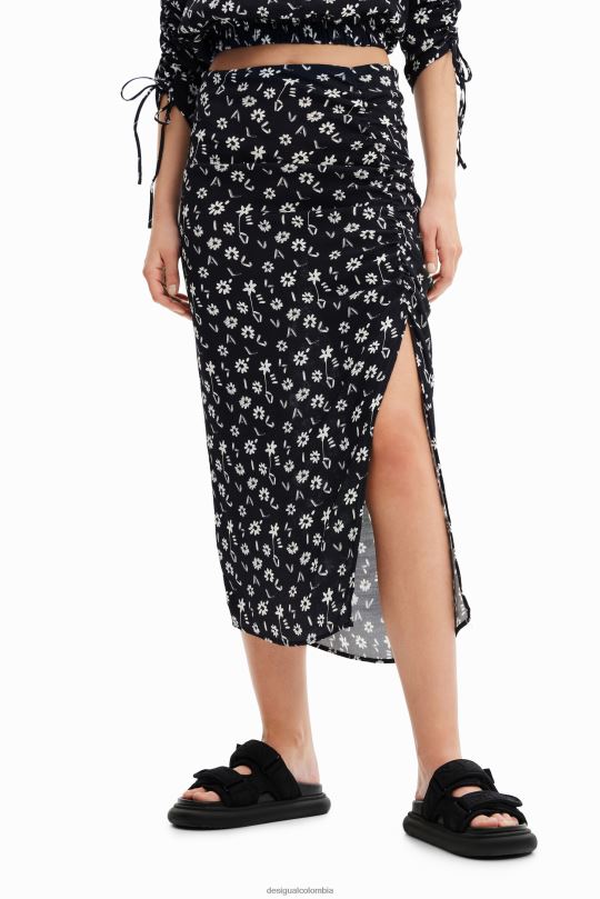Desigual Colombia pagina oficial - ropa 4802L760 mujer Desigual falda midi con abertura floral