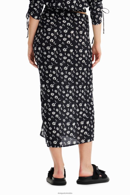 Desigual Colombia pagina oficial - ropa 4802L760 mujer Desigual falda midi con abertura floral