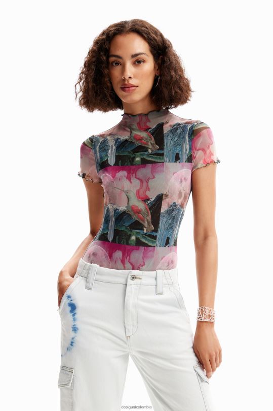 Desigual Colombia - ropa 4802L352 mujer Desigual body de fantasía de tul de manga corta