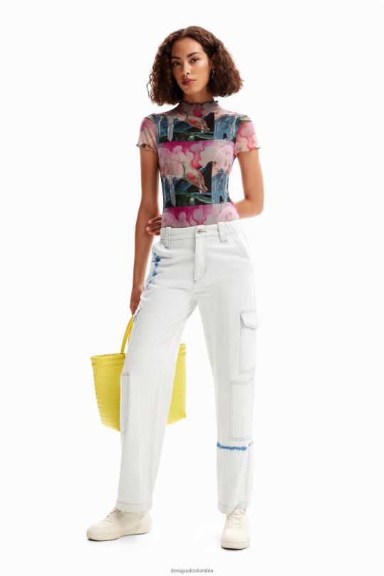 Desigual Colombia - ropa 4802L352 mujer Desigual body de fantasía de tul de manga corta