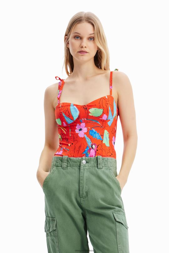 ropa 4802L514 mujer Desigual body tropical con corsé y tiras - Desigual sale damen