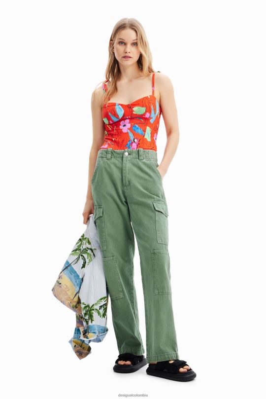 ropa 4802L514 mujer Desigual body tropical con corsé y tiras - Desigual sale damen