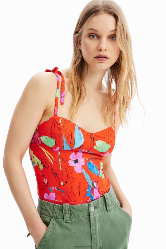 ropa 4802L514 mujer Desigual body tropical con corsé y tiras - Desigual sale damen