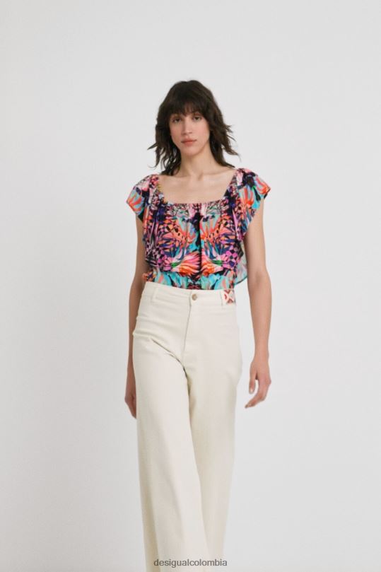ropa 4802L521 mujer Desigual body con cuello barco y estampado geométrico - Desigual sales online