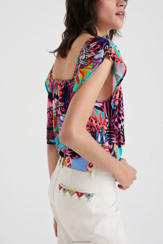ropa 4802L521 mujer Desigual body con cuello barco y estampado geométrico - Desigual sales online
