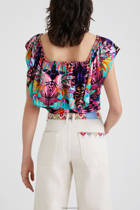 ropa 4802L521 mujer Desigual body con cuello barco y estampado geométrico - Desigual sales online
