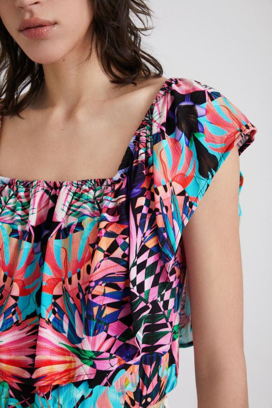 ropa 4802L521 mujer Desigual body con cuello barco y estampado geométrico - Desigual sales online