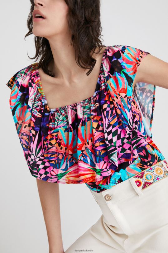 ropa 4802L521 mujer Desigual body con cuello barco y estampado geométrico - Desigual sales online