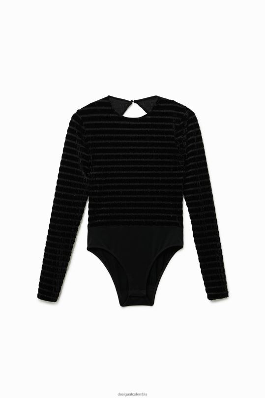 Desigual Colombia pagina oficial - ropa 4802L558 mujer Desigual body ajustado aterciopelado a rayas