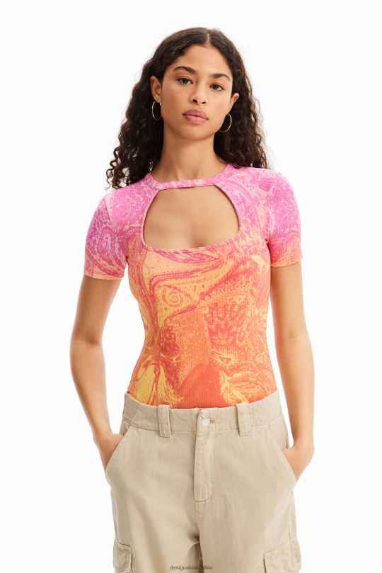 blusas Desigual bogota - ropa 4802L717 mujer Desigual metro. body de canalé con aberturas de christian lacroix