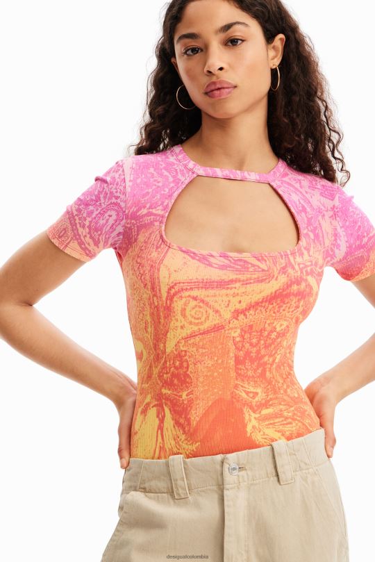 blusas Desigual bogota - ropa 4802L717 mujer Desigual metro. body de canalé con aberturas de christian lacroix
